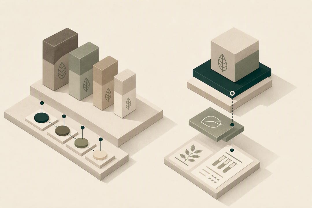 Isometric kratom pricing and testing illustration