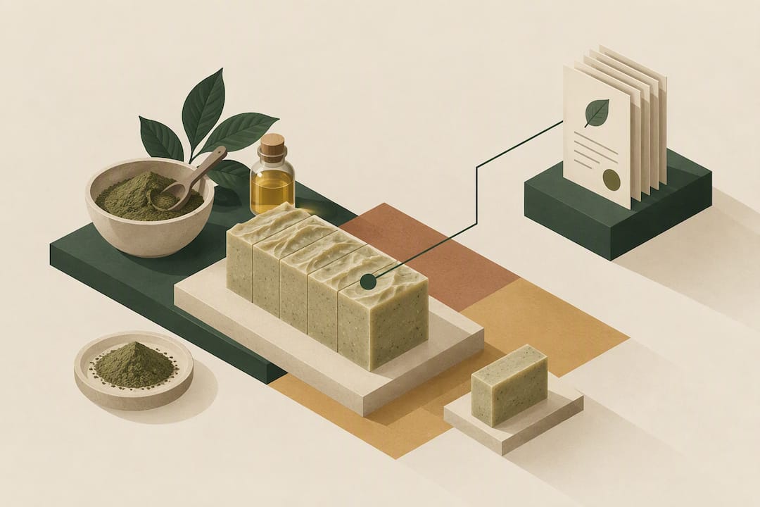 Isometric illustration of traceable soap batches